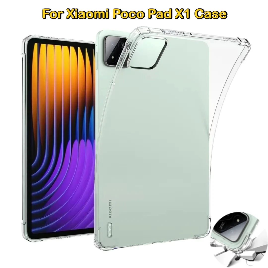 Soft Silicone Clear Shockproof Protective Case for Xiaomi Poco Pad X1 M1 Redmi Pad 2 Pro 2025 11 12.1 TPU Thickened Airbag Cover