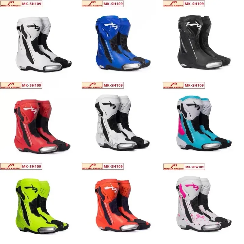 CE Certified Double-Layer Waterproof Motorcycle Boots - BENKIA SH109 Mocha Professional Track Racing Competition Footwear
