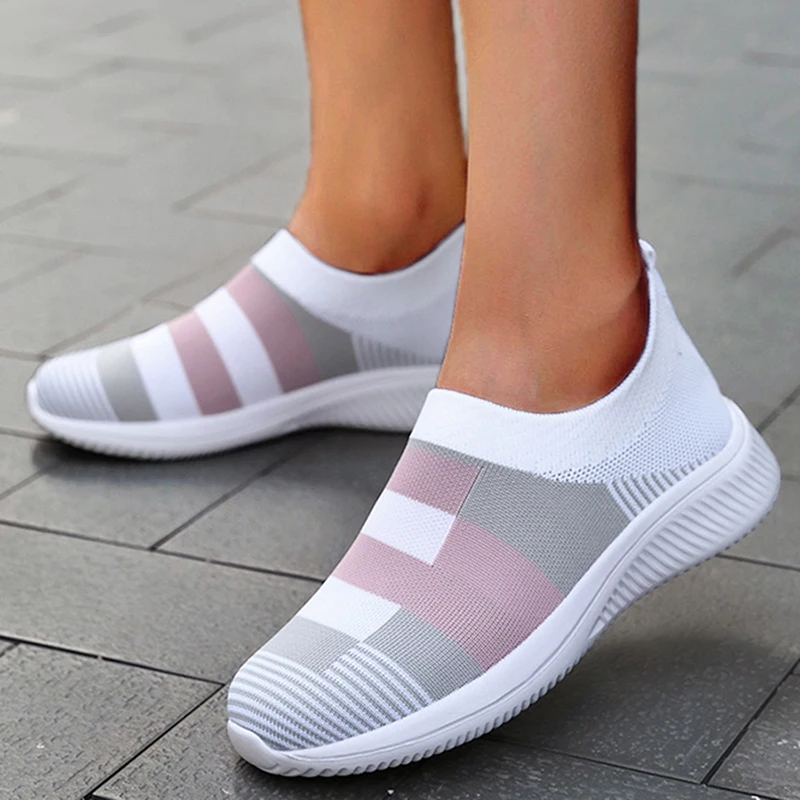 Fashion Casual Shoes Sneakers For Women 2024 New Vulcanize Mesh Women Sneakers Slip On Sock Ladies Flat Shoes Shoes For Women