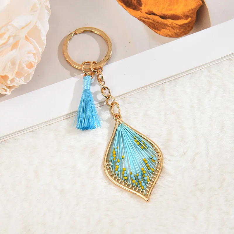 DIYJewelry Accessories Exquisite Hand-woven Hollow Leaf Drop-shaped Handmade Bag Pendant