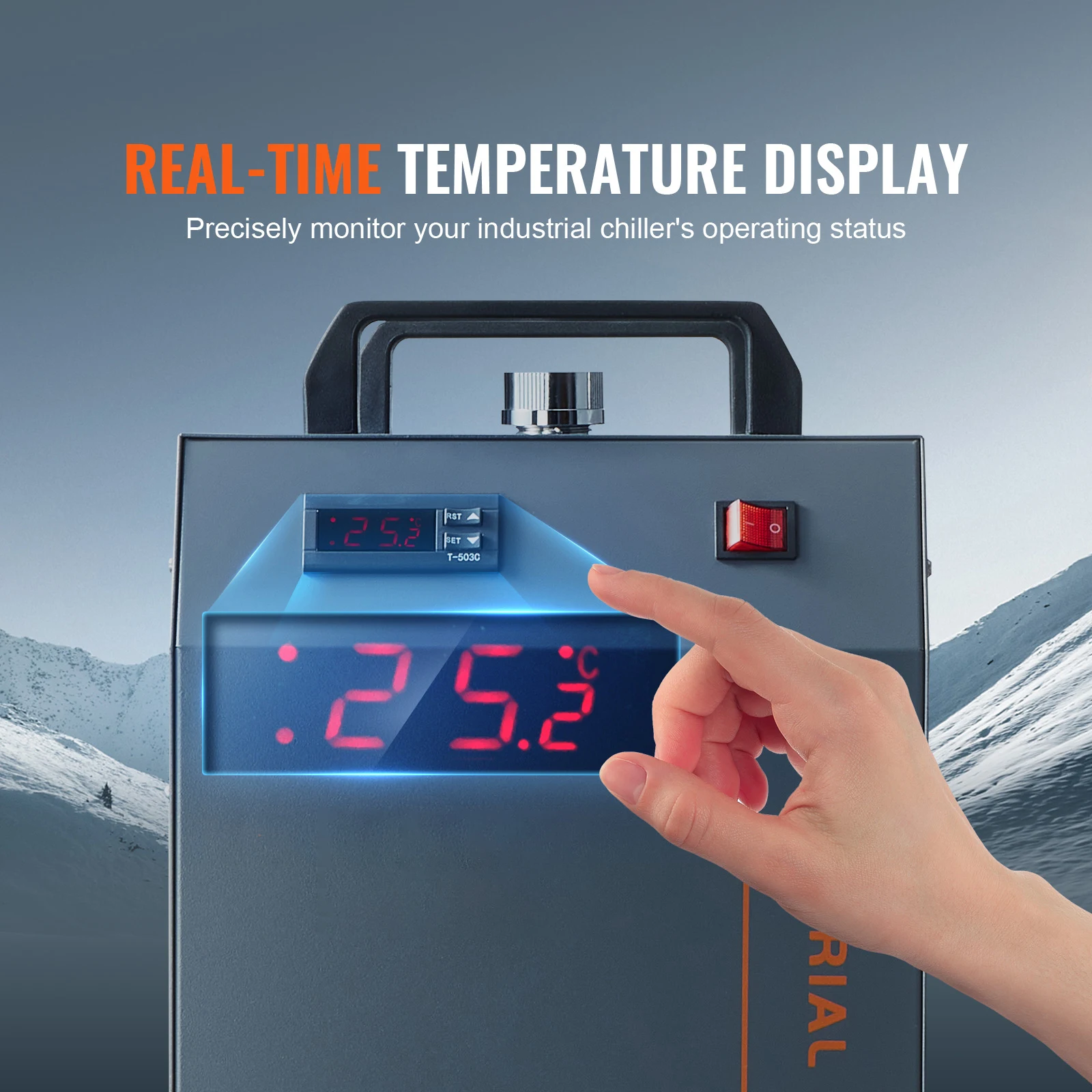 مبرد المياه الصناعية VEVOR CW-5200 / CW-5202 مع ضاغط مدمج سعة خزان المياه 7 لتر لآلة النقش بالليزر CO2 #5