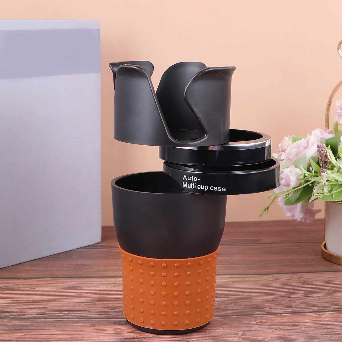 Car Cup Holder Rotatable Silicone ABS Multi-Function Fixed Storage Bottle Pen Organizer for Car Seat Stroller Black