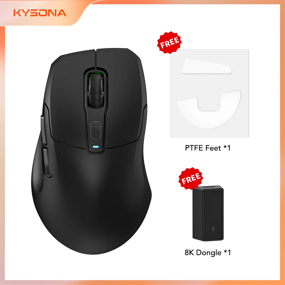 

KYSONA Uranus Pro PAW3395 Wireless Gaming Mouse 54g Lightweight 8KHz Polling Rate 26000DPI Ultimate Optical Sensor For Laptop PC
