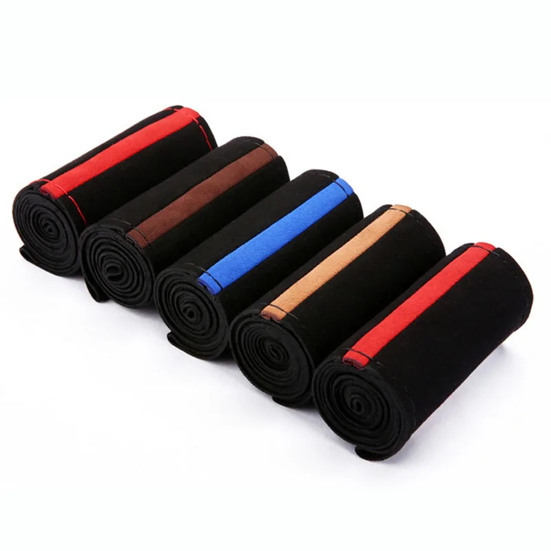 Car Steer Wheel Cover DIY Soft Suede Leather Braid with Needles Thread Car Steering Wheel Case Car-Styling Interior Accessory