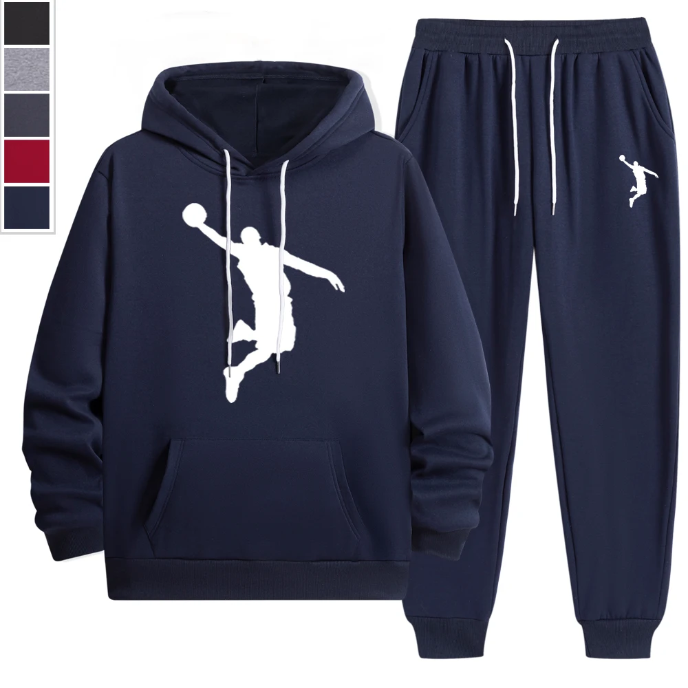 2024 Autumn and Winter Men and Women Pullover Hoodies + Jogging Pants Two-piece Set Hip-hop Sweatshirt Set Fashion Trend