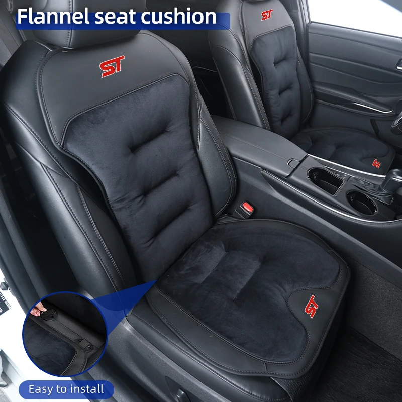 Car Winter Seat Cushion Velour Seat Cover Warmer Backrest Accessories For Ford ST Line Racing RS S Kuga Fiesta Fusion Mondeo Edg