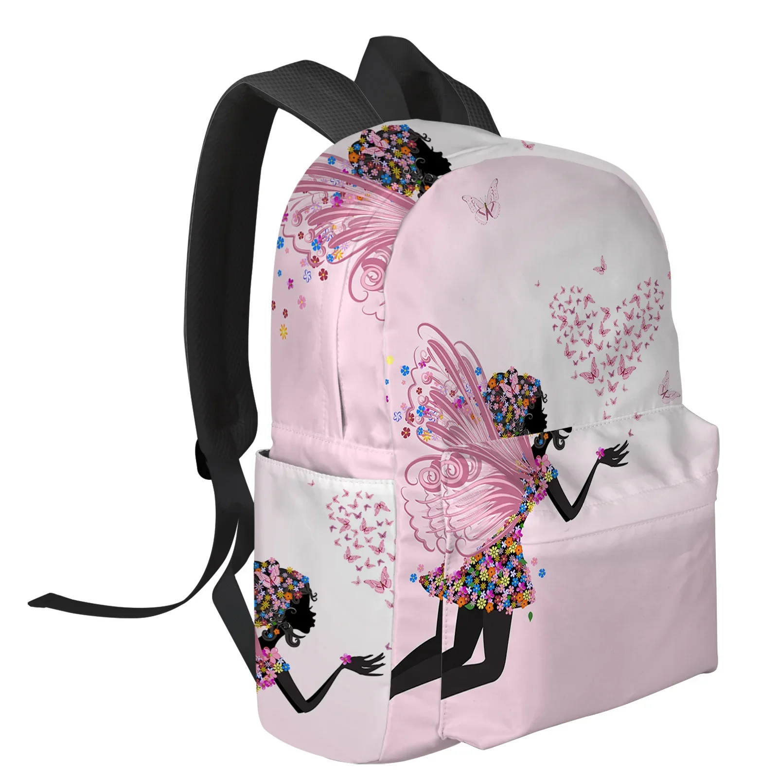 Imagem -02 - Mulher Flor Vestido Mochila Amor Borboleta Bolsas de Livro de Viagem Mochila Laptop Mochila Moda Feminina Rosa