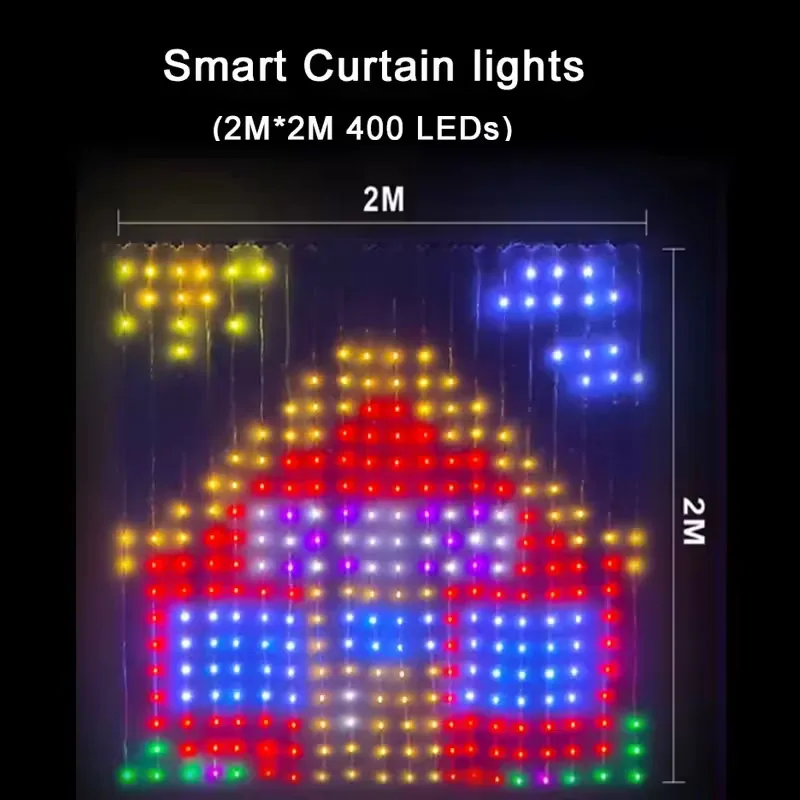 Smart Curtain Lights 400 LEDs Indoor Color Changing Lights Music Sync Dynamic DIY for Valentine's Party Decor Holiday Wedding