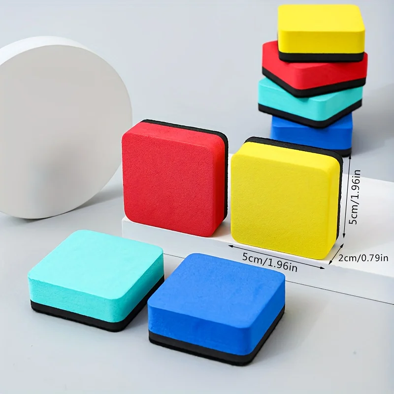 Mini gommes à sec magnétiques pour tableau blanc, 4 couleurs, 8 pièces, nettoyant pour tableau noir, essuie-glace pour fournitures d'enseignants