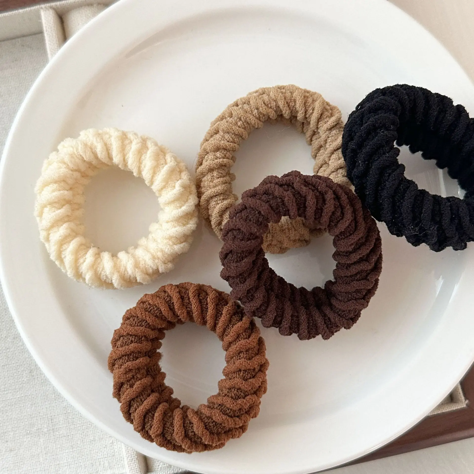 シームレステリーヘアタイ 高弾性 滑り止めシュシュ 女性用 厚いポニーテール用