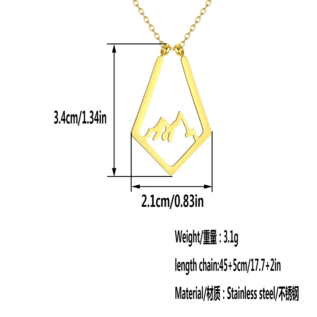 CHENGXUN Stainless Steel Necklaces Irregular Mountain Peak Pendant Chain Collar Charm Fashion Necklace For Women Jewelry