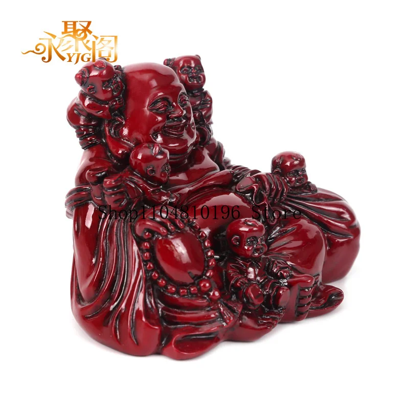 Maitreya Buddha figurine, Five Sons Laughing Buddha, Big Belly Buddha, Cloth Bag Buddha figurine, suitable for living room, entr