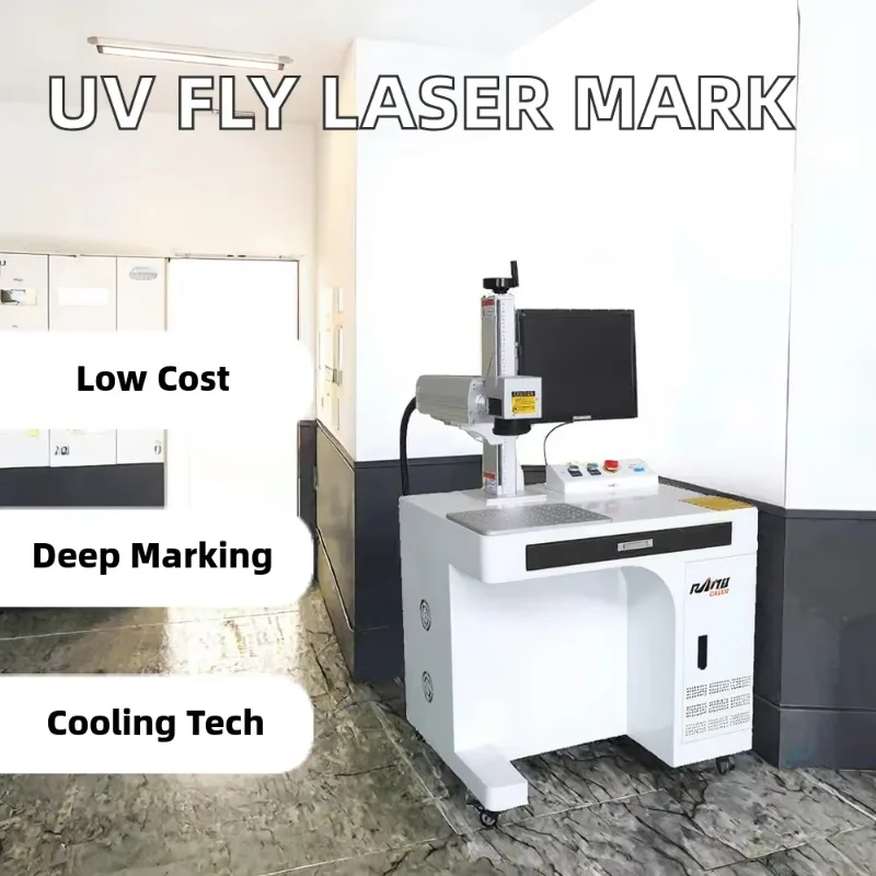 New Arrival UV Fly Laser Marking Machine Printer Competitive Price Fiber Laser with Rotary Format for Industrial Use Customized