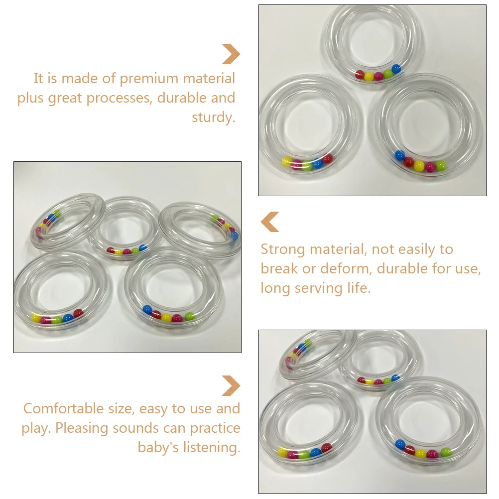 Sonajero circular transparente para niños pequeños, sonajeros de mano para bebés, campana de plástico musical, Material resistente de primera calidad, 4 Uds.