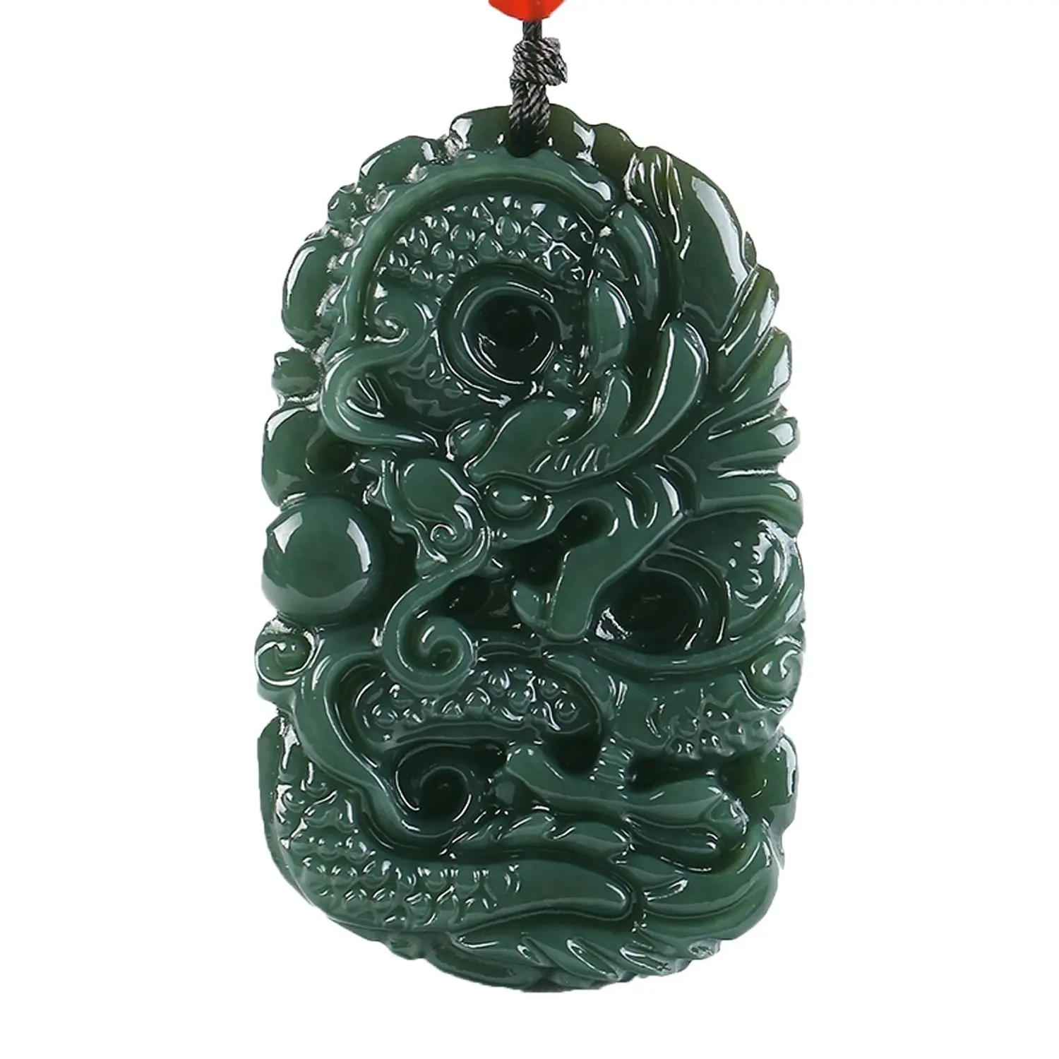 

Fine Jewelry Pure Natural Hand Carved Qing Jade Dragon Necklace Pendant Free Shipping