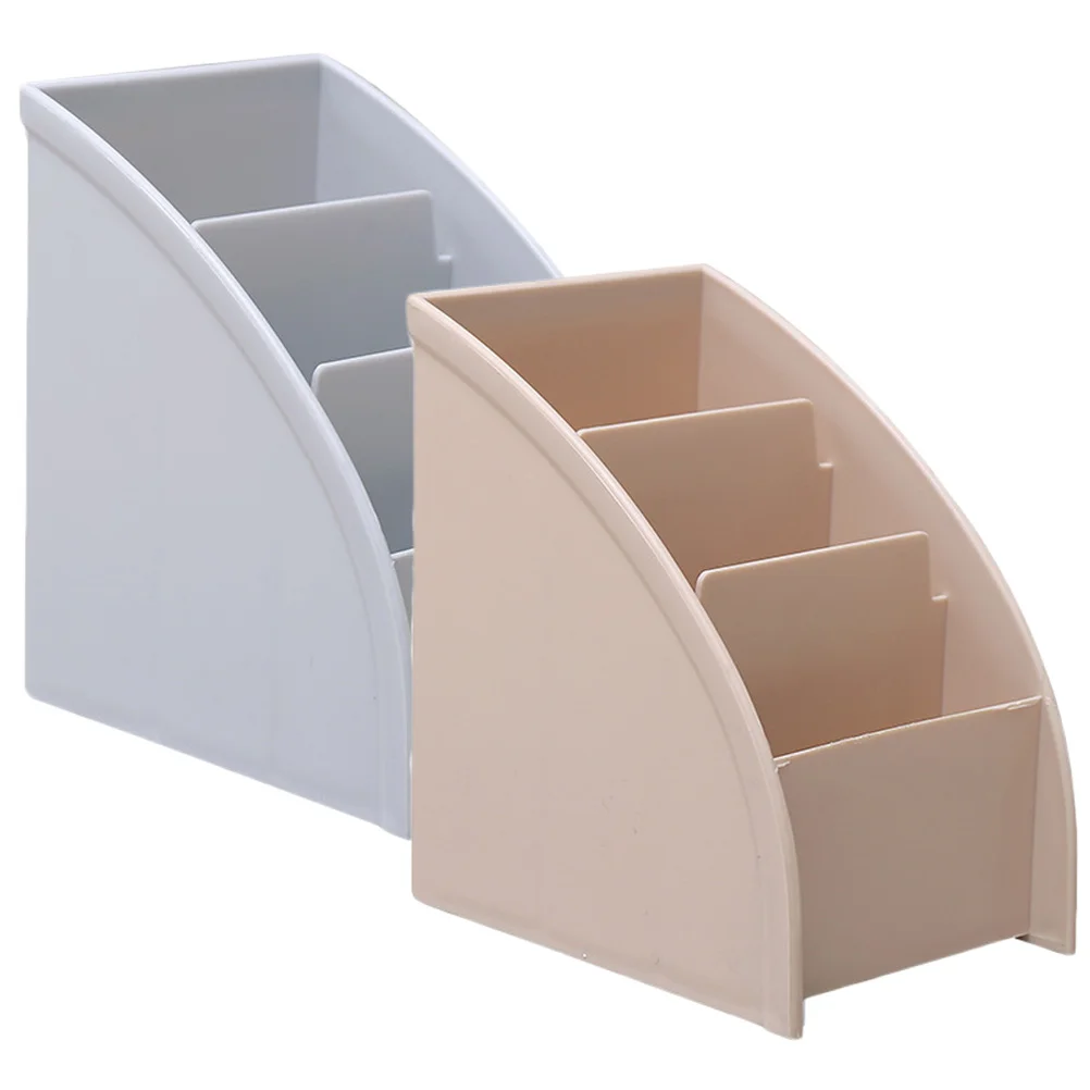 

2Pcs Trapezoidal Storage Boxes Plastic Table ganizers Bathroom Bedroom Makeup Compartment Pen Brush Holder Gray Khaki