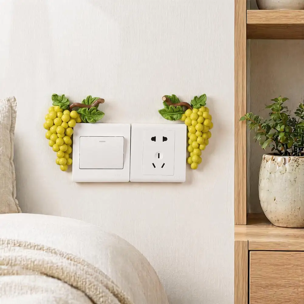 Home Wall Art Decor Fruit Switch Wall Stickers Kitchen Socket Decals 3d Cute Resin Decorative Switch Surrounds Waterproof Fruit