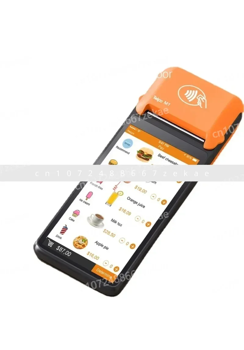 Handheld POS Terminal Android 11 Intelligent Mobile Food Delivery, Equipped with NFC Card Reader, 6-inch Screen, with Ticket