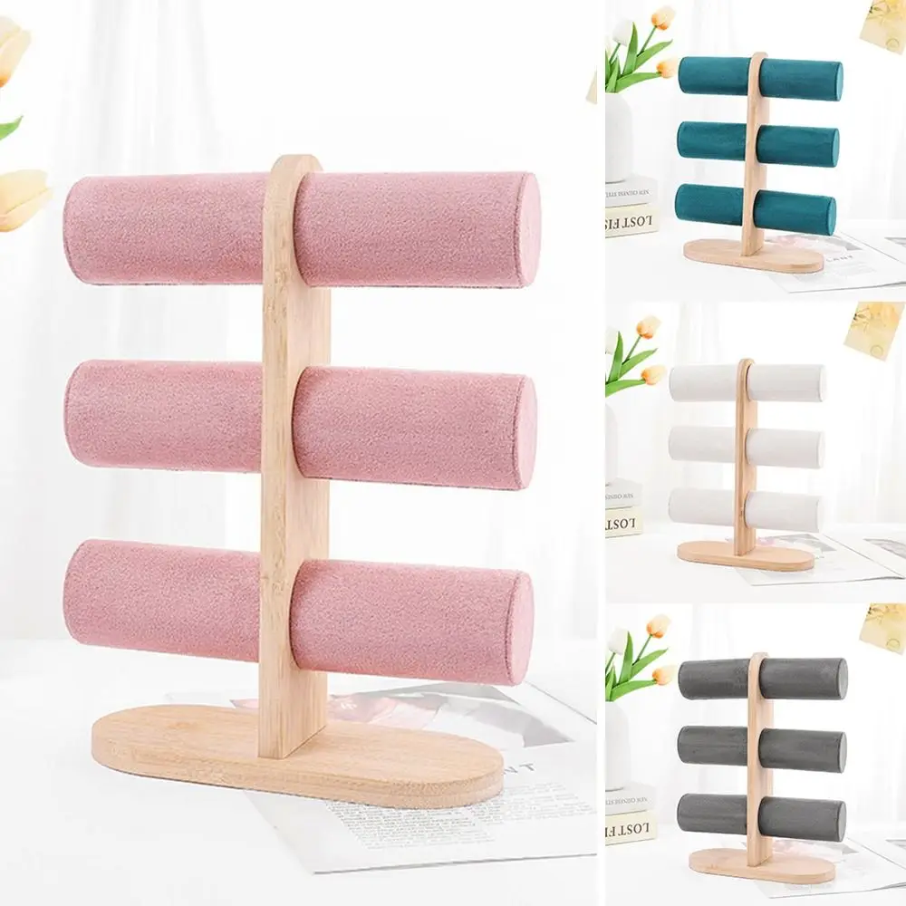 Baru Tiga Lapisan Perhiasan Tampilan Bingkai Flanel DIY Merakit Gelang Rak Penyimpanan Kayu Sederhana Menonton Berdiri