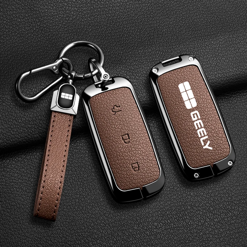 Car Zinc Alloy Leather Key Case Holder Cover For Geely Galaxy EX5 E5 L6 L7 EMI NO.1 Proton e.MAS 7 5 E8 Starry 8 Accessories