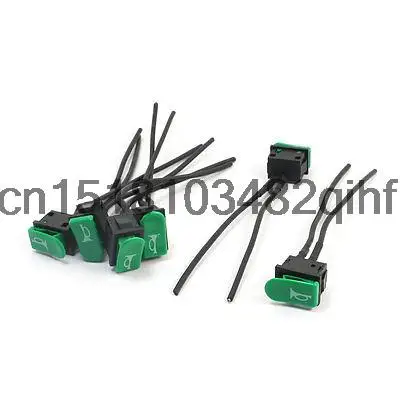 6pcs 1P1T SPST Green Horn Button Momentary Wired Rocker Switch 12V