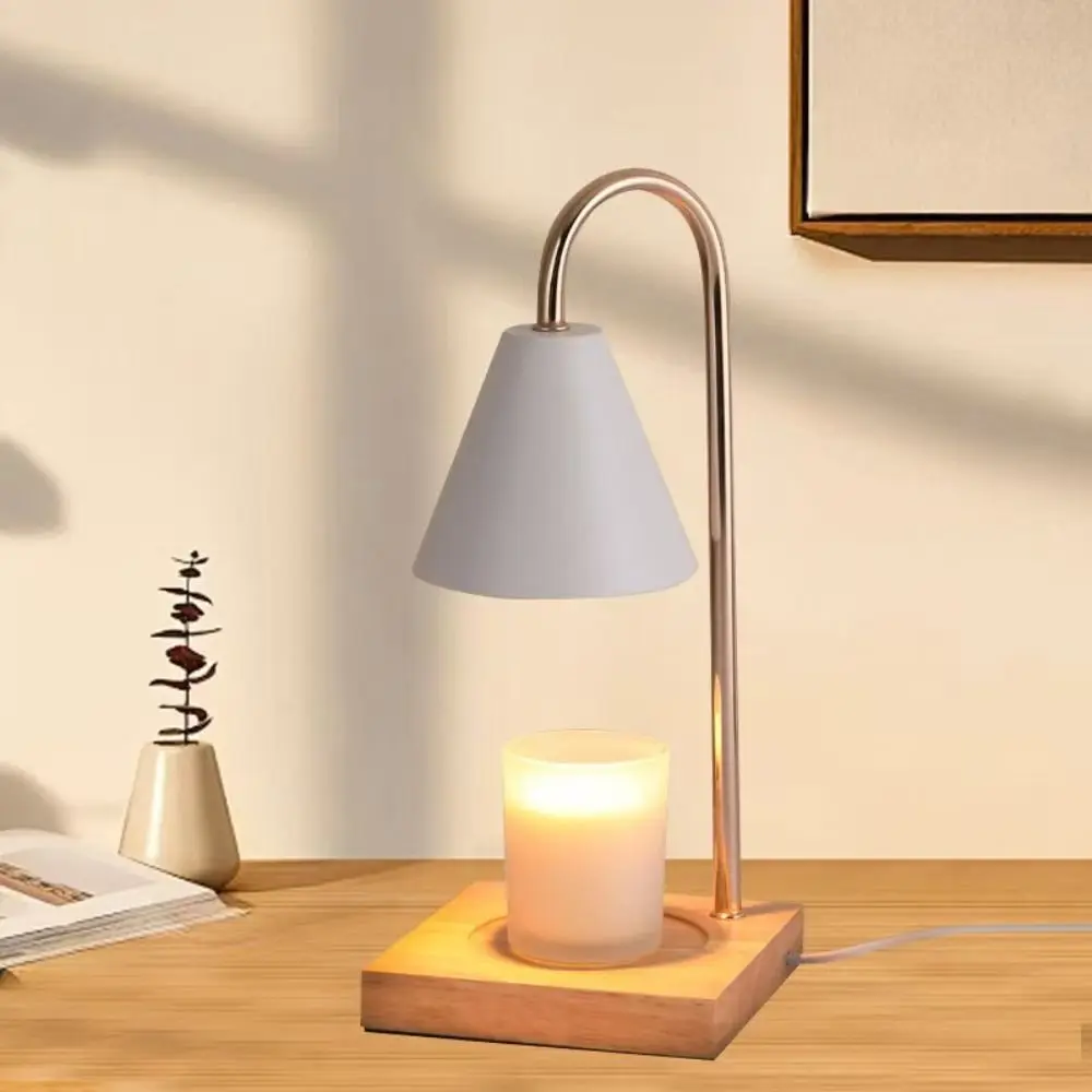 Aroma-Diffusor Kerzenerwärmer Tischlampe mit Massivholzsockel Kerzen-Schmelzlampe Aromatherapie EU-Stecker Wachsschmelzlicht für Innenräume