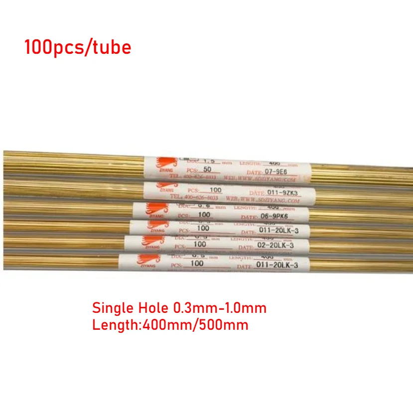 For Ziyang Drilling Machine Brass Electrode Tube Single Hole 0.3/0.5/0.8/1.0*400mm/500mm Die for EDM Electrode Hole Machine Part