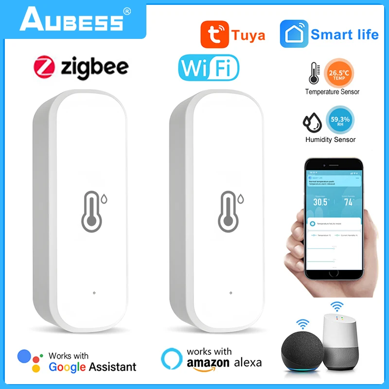 

Wireless WiFi Thermometer Hygrometer Tuya APP Remote Indoor Smart Temperature And Humidity Sensor Controller Alexa Google Home