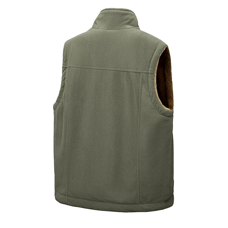High-Quality Lambswool Vests Men Winter Fleece-Lined Insulated Vest Couple's Corduroy Sleeveless Jacket Versatile Casual Coats