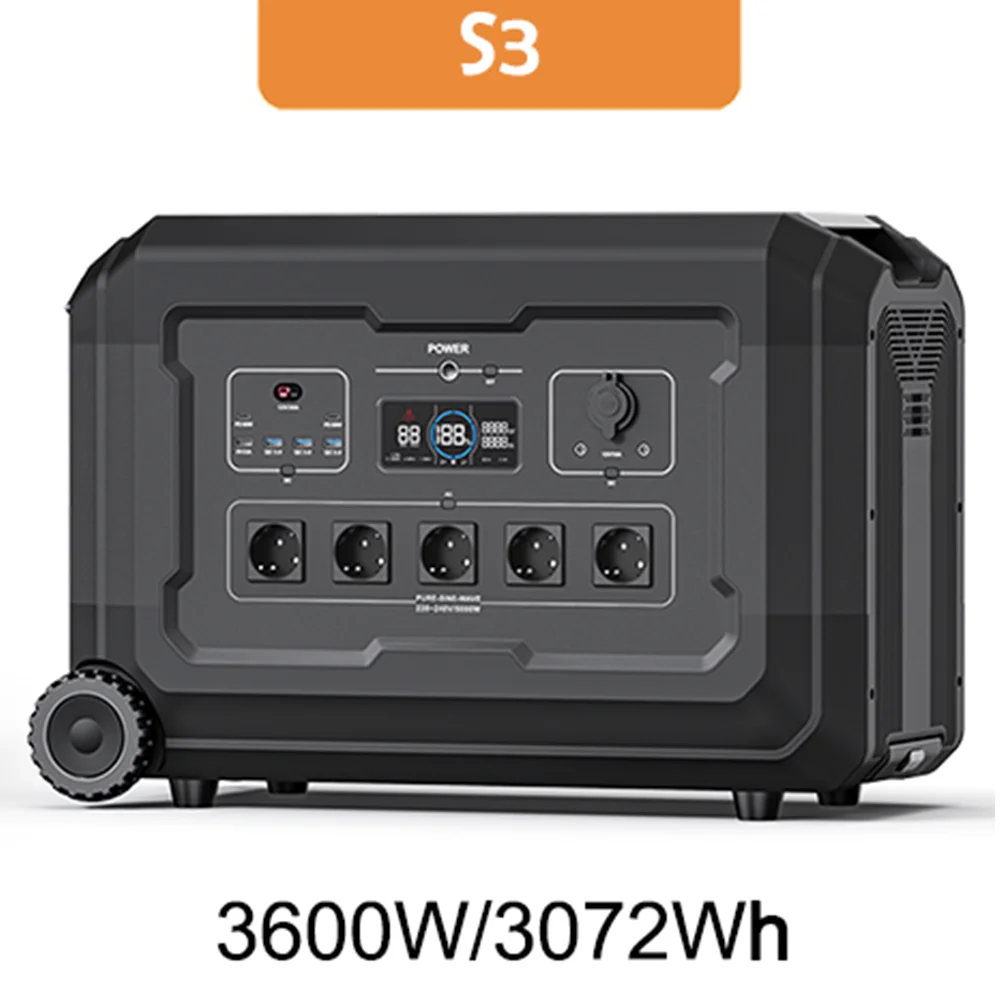 Portable power station for 3600Wh 2.7H to fully charged, 5 AC sockets, 3600-7200W, 120V Lifepo4 power station, with