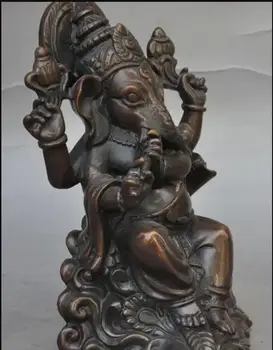 6palcová tibetská buddhistická bronzová socha bohatství se 4 rameny, slon Džambhala, boh mamonu 8 nejlepší prodej socha mamonu - №8