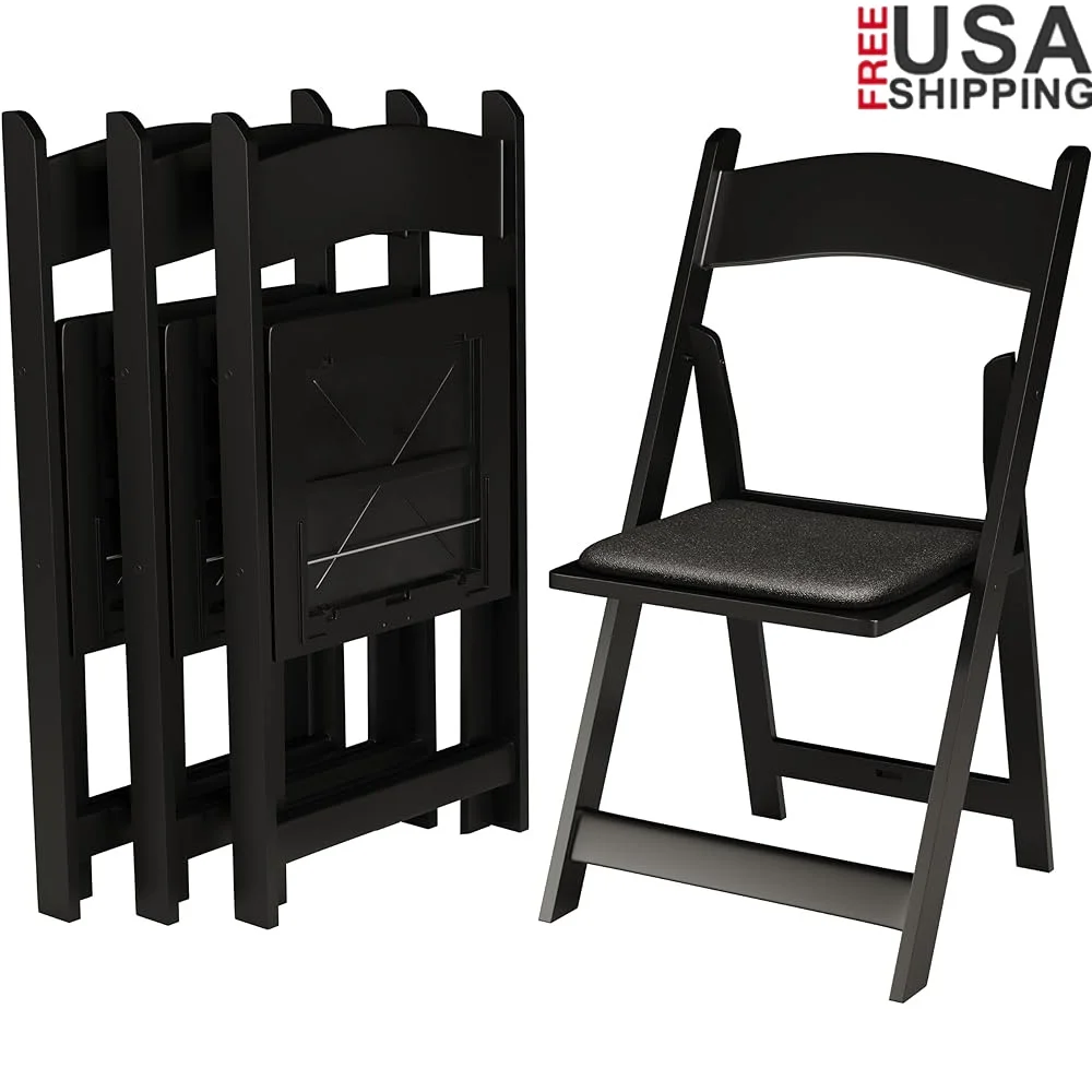 

4 Pack Folding Chairs Comfortable Padded Seats Lightweight Indoor Outdoor Stackable Durable Resilient Non Slip Feet Rental Grade