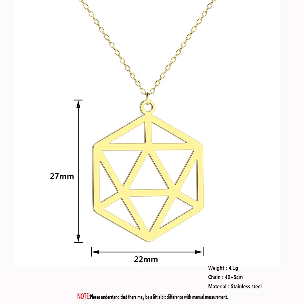 Kinitial Polyhedral Dice Pendant Necklace Women Men Geometric Jewelry Dungeons Dragons Necklace