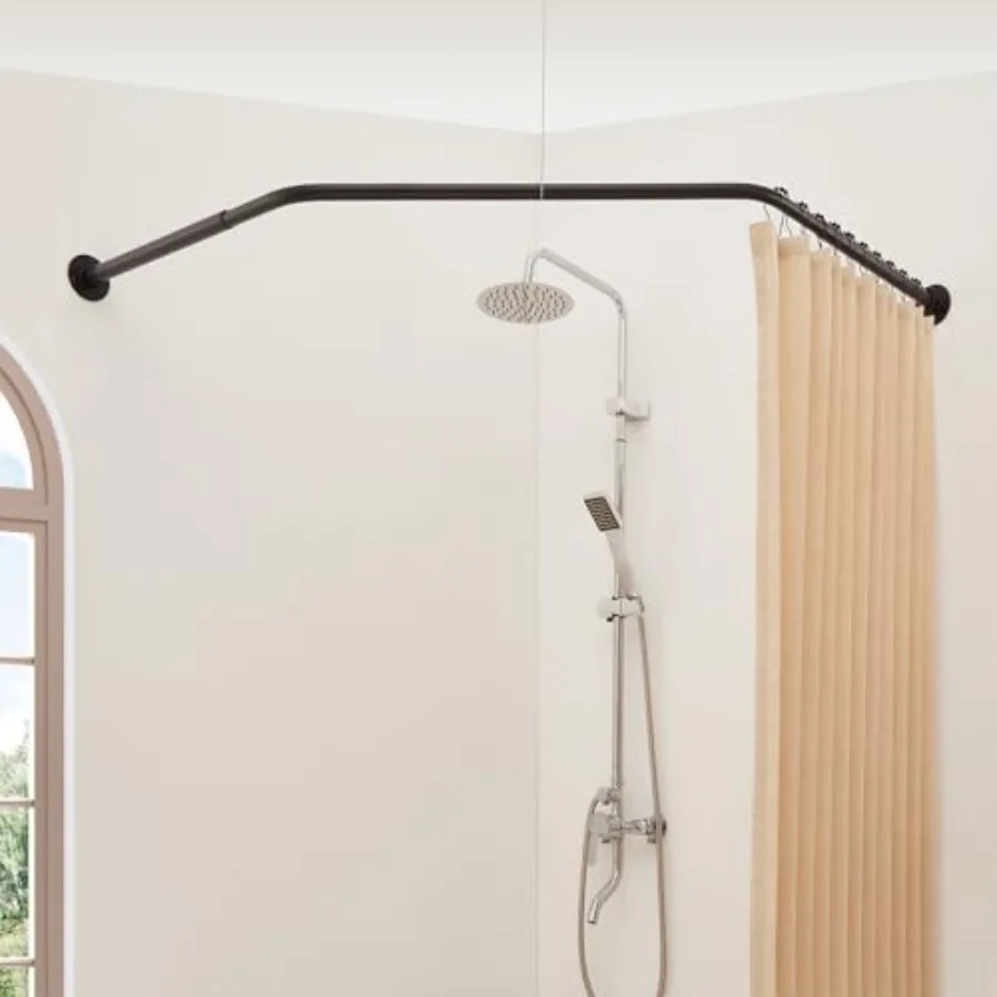 

Corner Shower Curtain Rod, Diamond Shaped [Both Sides: 22"-34.8", Middle: 28"/43.7"/12.2"] Heavy Duty NEO Angle Shower Pole for