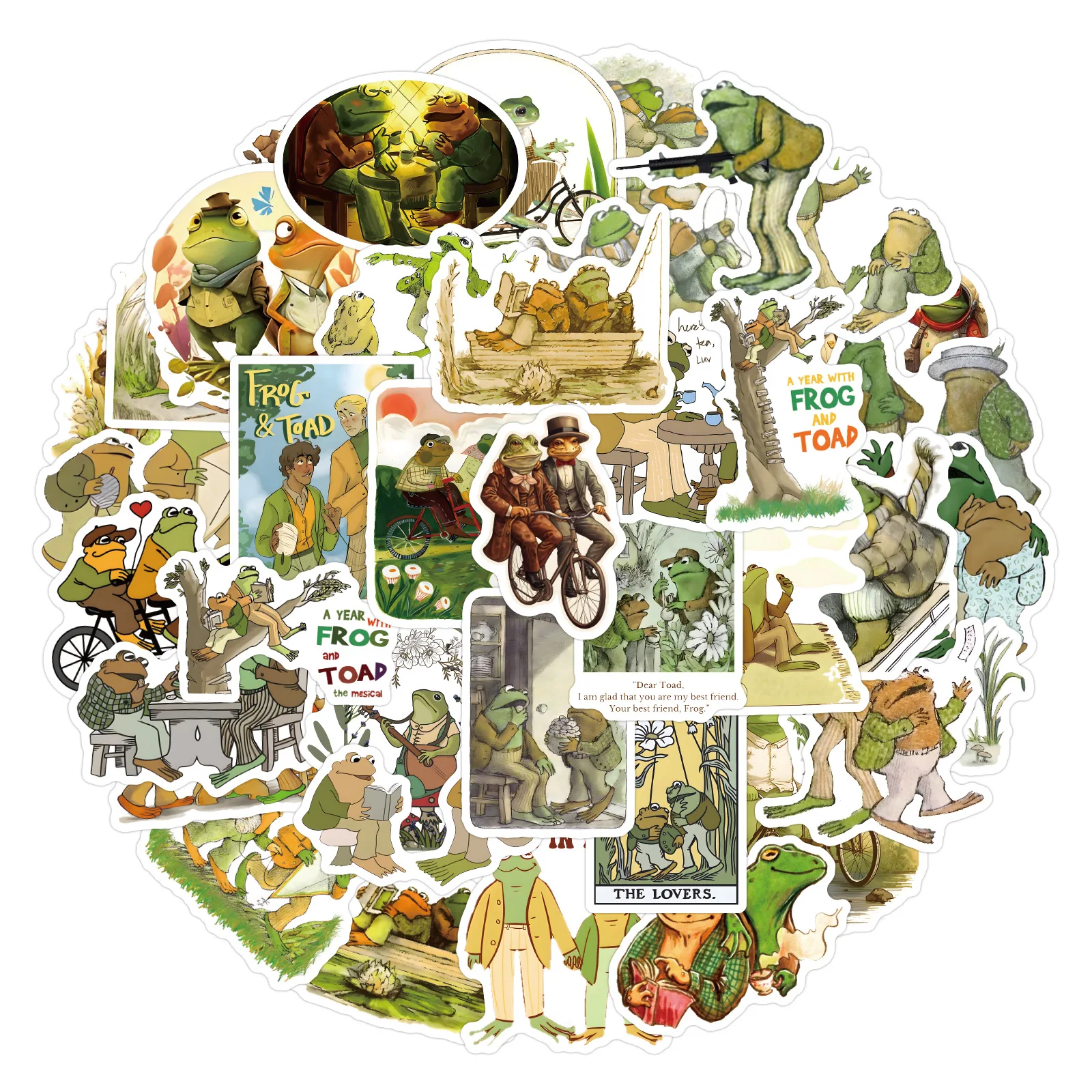 50PCS Readings Frog and Toad Graffiti Stickers DIY Decorative Guitar Skateboard Skateboard Waterproof Decal Children's Toys