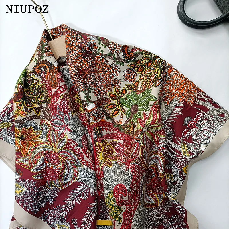 High Quality Women Twill Silk Feeling Hair Neck Square Bandana Scarf  Luxury Office Hotel Waiter Flight Attendants 90*90cm