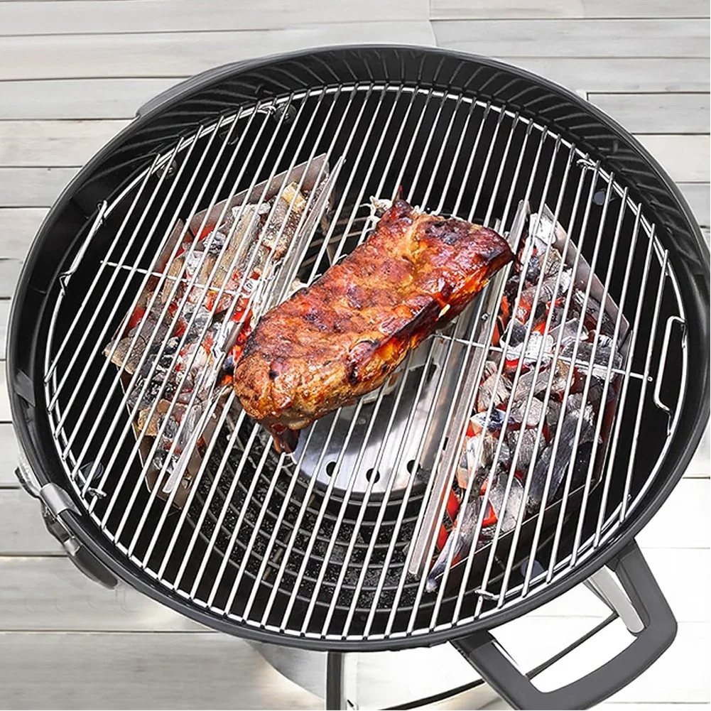 Lightweight 342g BBQ Charcoal Holder Galvanized Steel BBQ Basket Brander Smoke Infusion Basket Outdoor Accessories