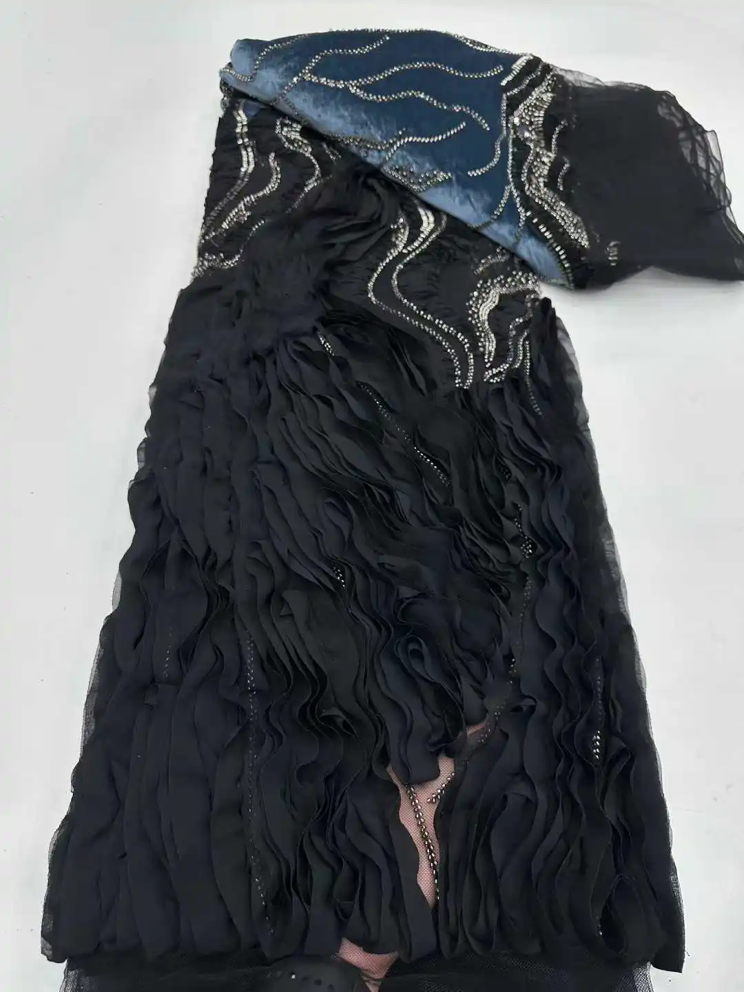 

Африканская кружевная ткань с 3D цветами, 2025 г., высокое качество, французская сетка, кружевная ткань с бисером, нигерийская кружевная ткань с блестками для свадебного платья