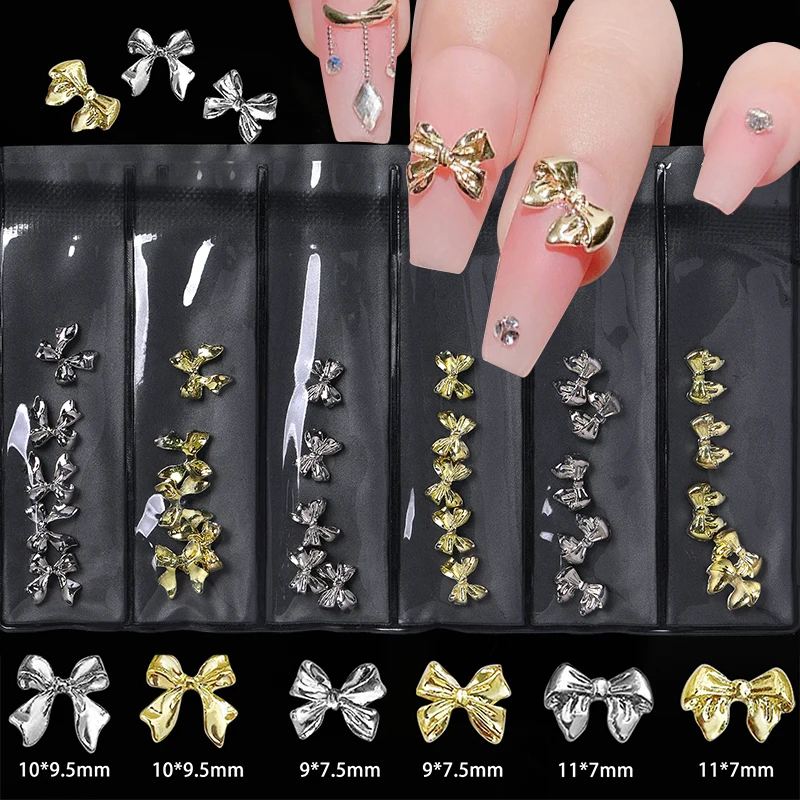 1 Pack 3D Silver Alloy Butterfly Heart Bowknot Metal Charm Gliter Nails DIY Manicure Decoration Nail Art Jewelry Decor