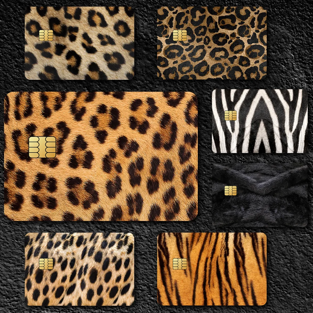 Estampado de leopardo Pantera Moda Patrón de rasguño impermeable Nuevas pegatinas Decoración 4 PCS Cubierta de tarjeta