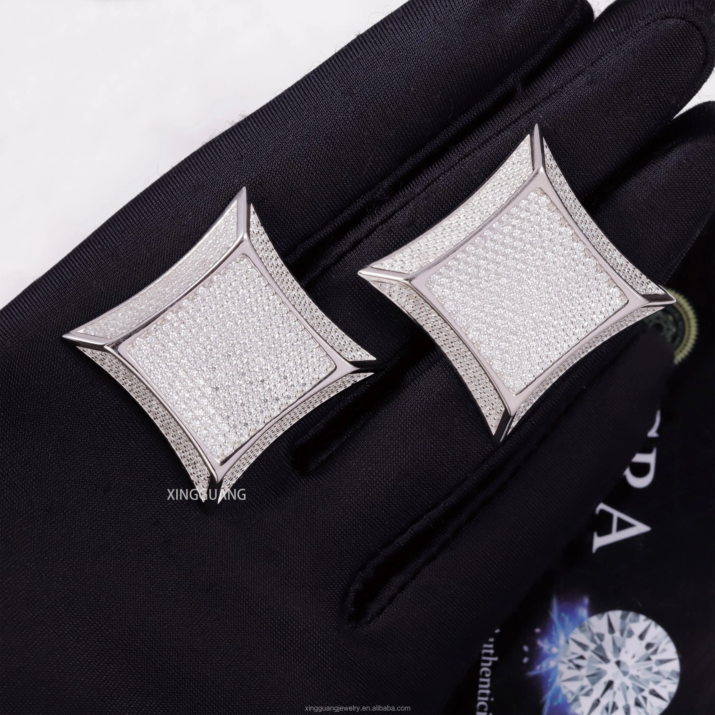 

Fine Jewelry Women Men White Gold Plated 30mm Bigger Size Hip Hop VVS Moissanite Diamonds 925 Sterling Silver Stud Earring