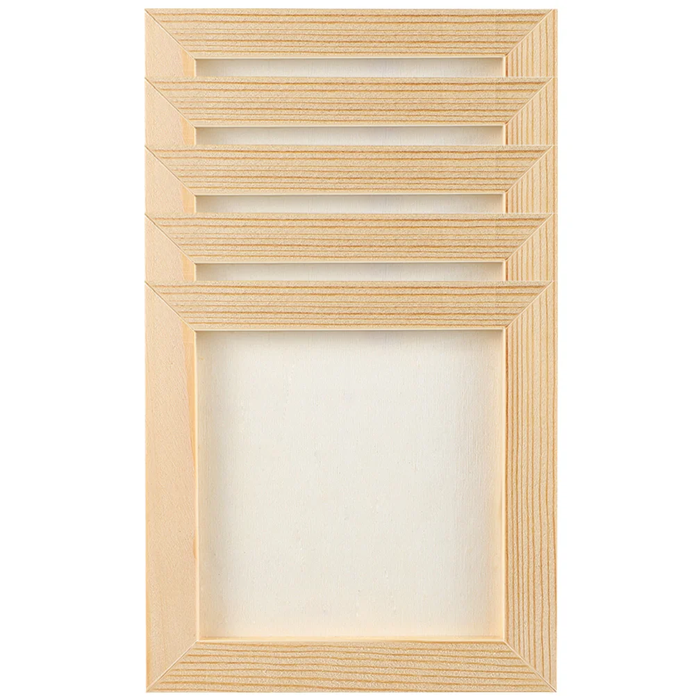 8 Pcs Clay Picture Frame Photo Artwork Blank Frames Wooden Square Unfinished Kids DIY Crafts