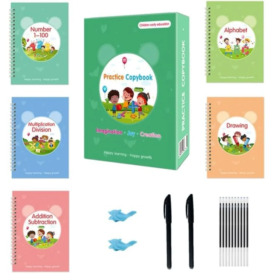 

4 шт. тетрадь для практики с волшебными рифлями, многоразовые рифленые книги для письма, книга для рукописного ввода, практика письма для детей 38 C