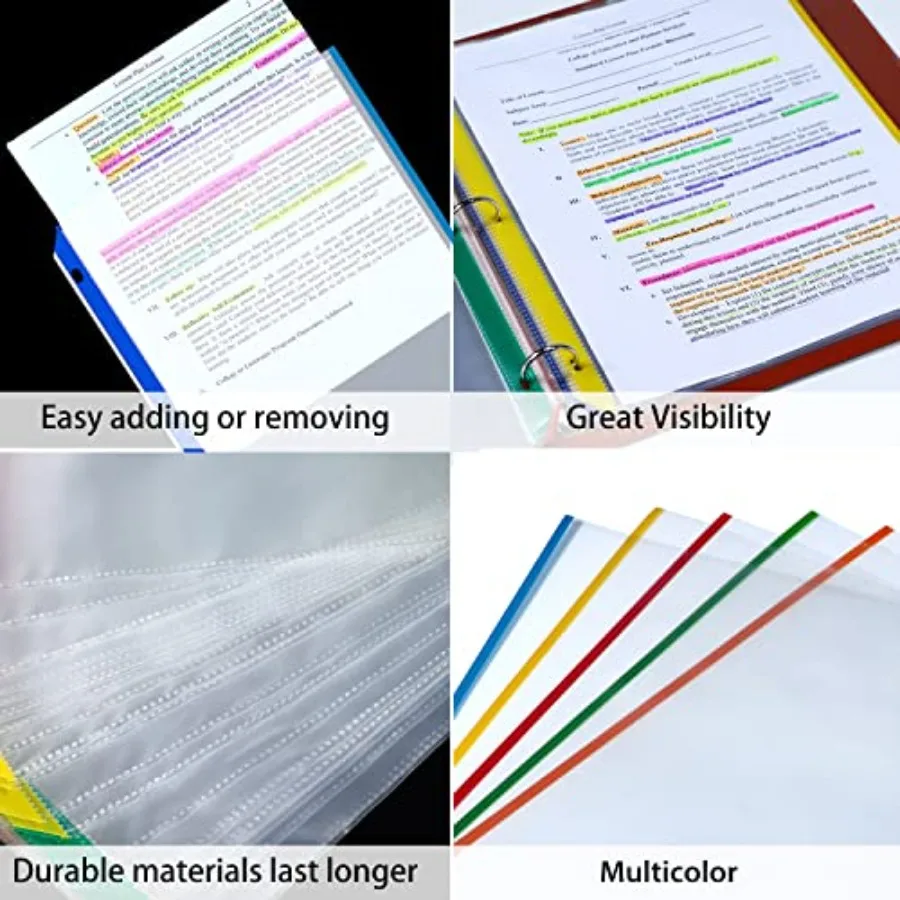 Protectores de páginas resistentes 8,5 x 11 para carpetas; Fundas de plástico transparente