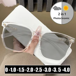 Smart Photochromic Short Sight Glasses for Women Men Trendy Minus Sunglasses 2 in 1 Unisex Myopia Eyewear Prescription -1.0 -1.5