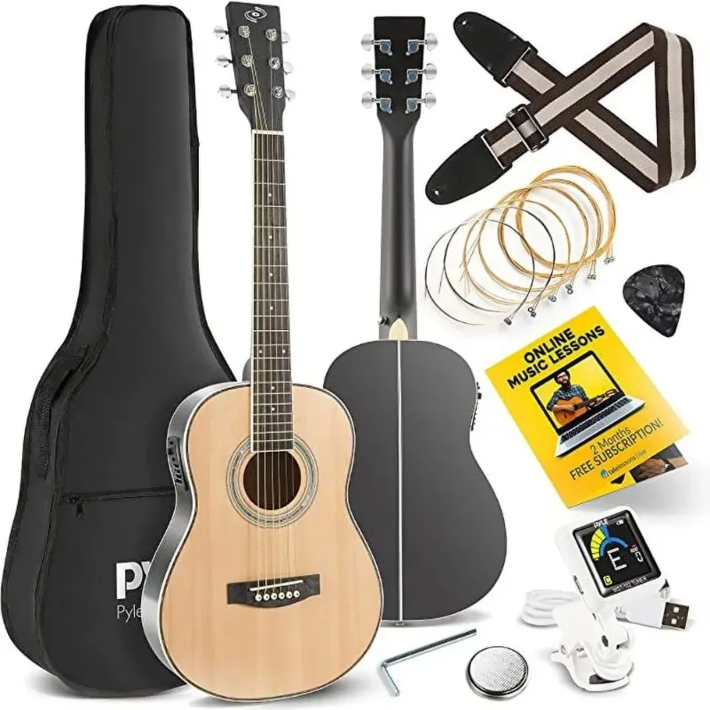 

Acoustic Electric Guitar ½ Scale 34” Steel String Spruce Wood w/Gig Bag,4-Band EQ Control,Clip On and Onboard Tuner,Picks