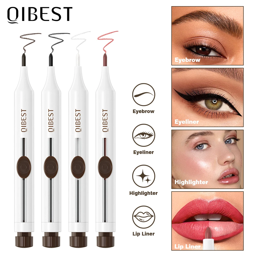

QIBEST 4-IN-1 Makeup Matte Eyeliner,Lip liner,Eyebrow pencil And Highlighter In 1 Stick Lasting New Design Multipurpose Cosmetic