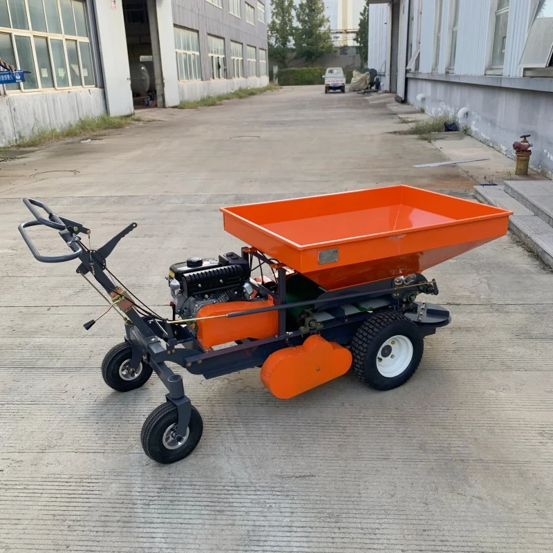 Hand push power stainless steel double disc rotary multi-function fertilizer applicator