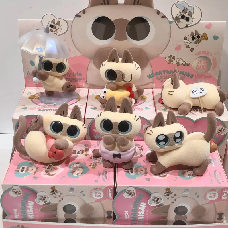 Original Azuki Can Azukisan’s Daily Life 1&2nd Series Mystery Box Siamese Cat Cute Model Blind Box Caixa Sorpresa Kids Gifts