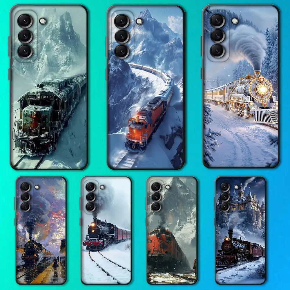 

Classic Steam Train Railway Phone Case For Samsung Galaxy A 73,72,51,53,52,71,22,5G,Note,J7,8,9 Soft Black Cover
